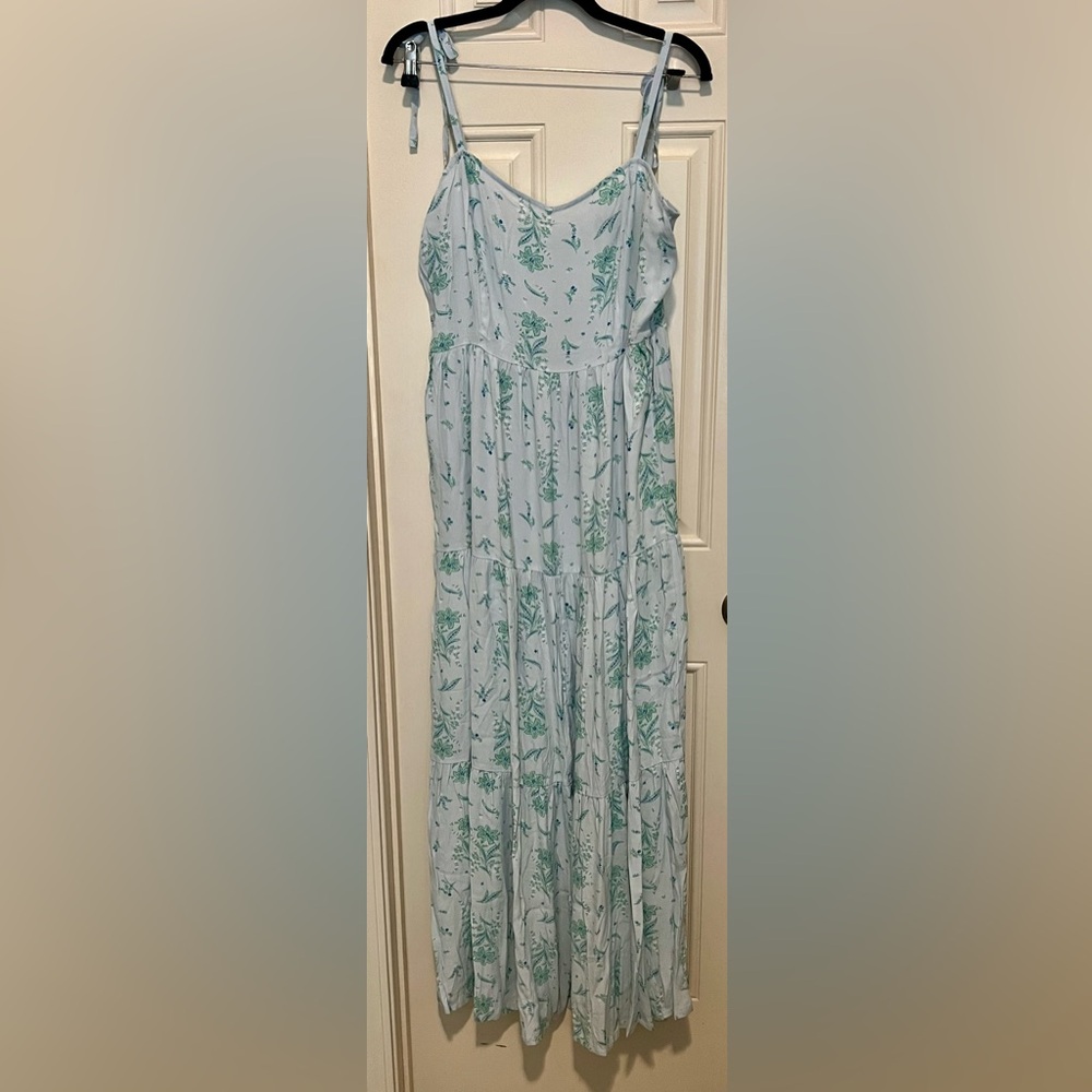 Ann Taylor Factory Floral Maxi Dress in Light Blue and Green
